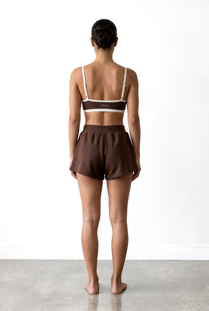SYLA sauna pieces in espresso, back view